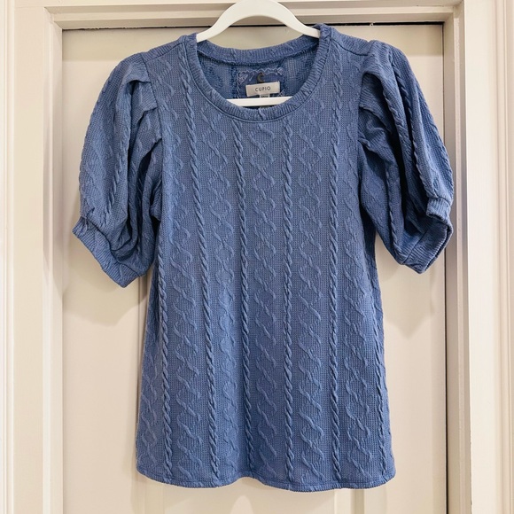 Cupio Tops - Cupio Blue Cable Knit Women's Top